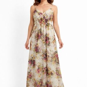 She’s Cool White Multicolor Floral Long Y2k Sundress Dress Size Small Boho